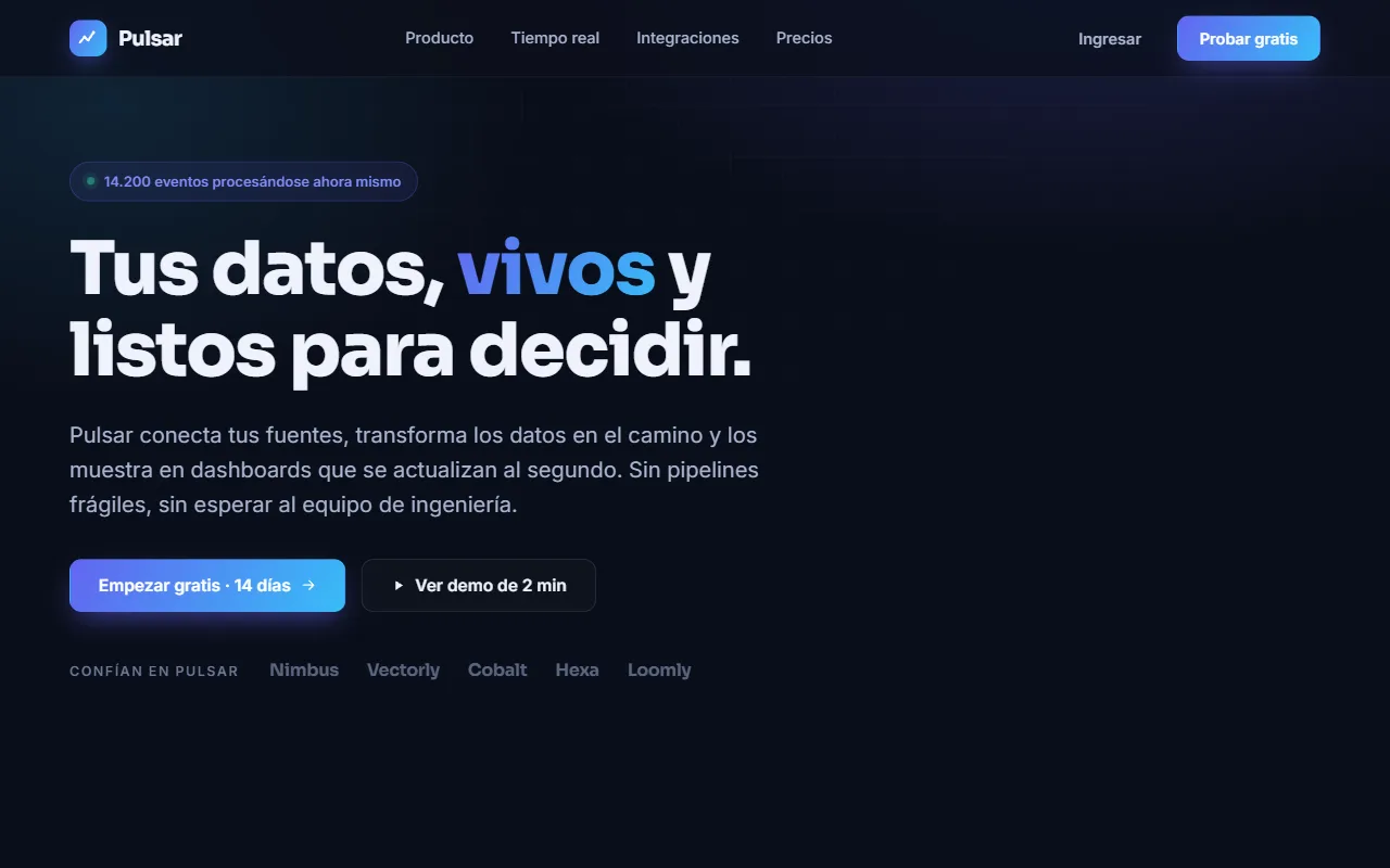 Captura real de la demo Analytics
