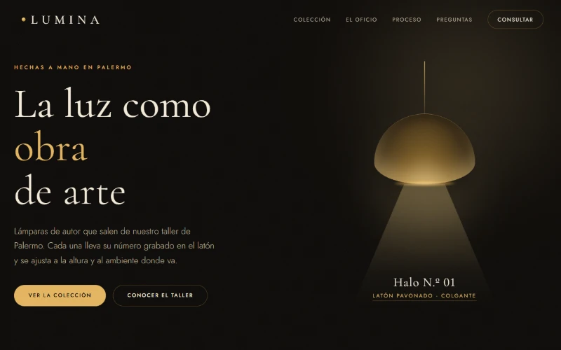 La página de Lumina, tal como se ve al abrirla