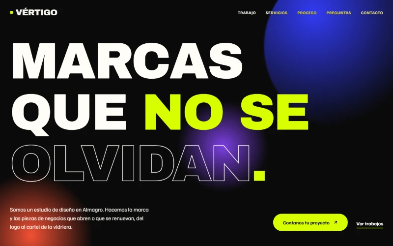 La página de Vértigo, tal como se ve al abrirla