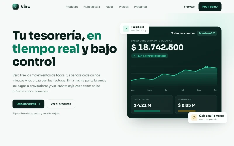 La página de Vâro, tal como se ve al abrirla