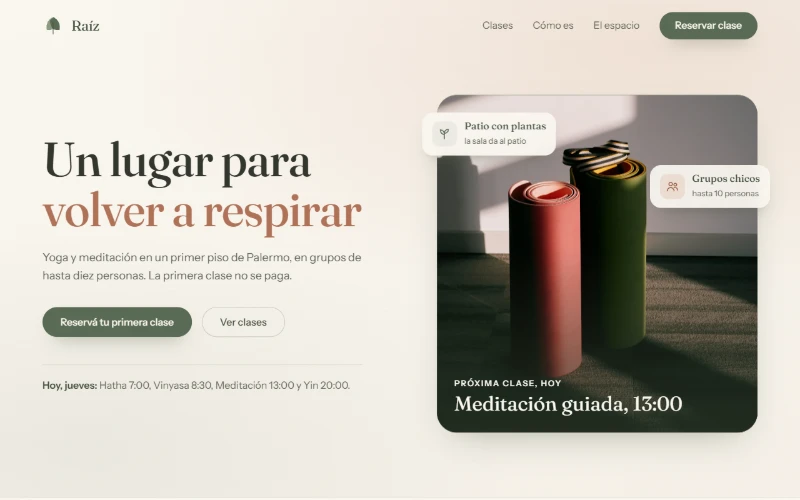 La página de Raíz, tal como se ve al abrirla